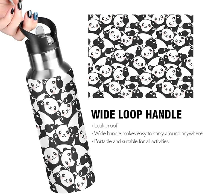 MNSRUU Insulated Water Bottle with Straw, Rainbow and Unicorns Stainless Steel Flasks for Sports Cycling Hiking School