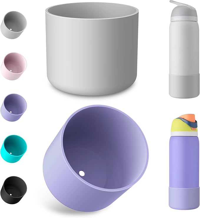 2PCS Silicone Water Bottle Boot for Owala 24oz 32oz 40oz, Protective Bottom Bumper Anti-Slip Sleeve for FreeSip, Twist, and Flip Stainless Steel Bottles, Dishwasher Safe and BPA Free