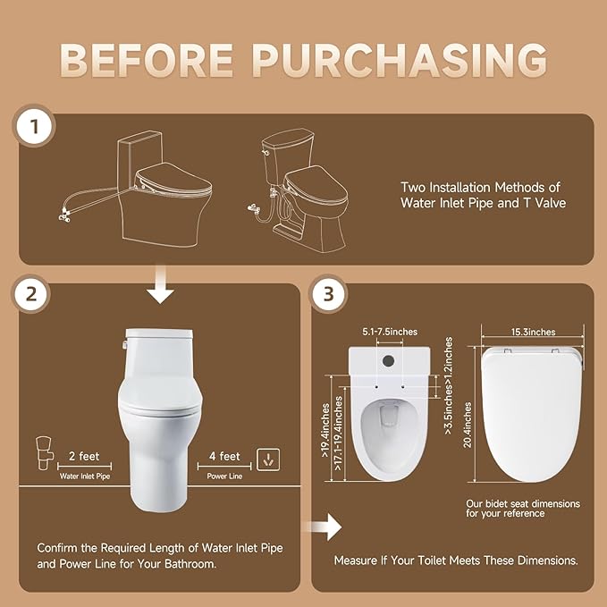 Auto Open Close Bidet Toilet Seat, Elongated with Endless Warm Water, Seat Heating, Night Light, Warm Air Dryer, Advanced Bidet Attachment for Toilets