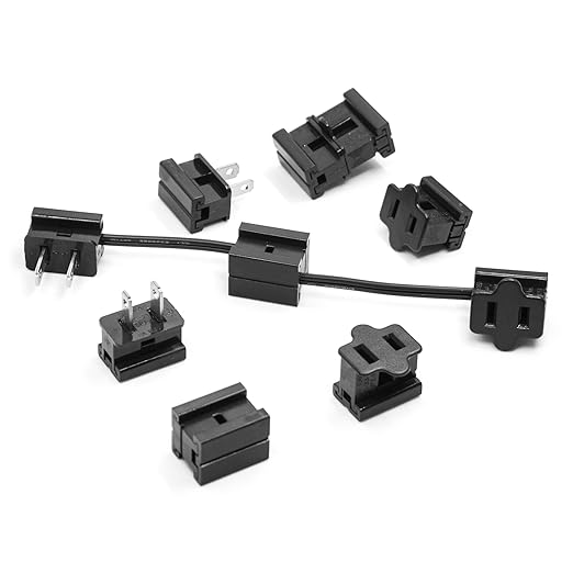 SPT-2 Vampire Plug, Extension Cord Connector Combo Kit, SPT-2 Cable Christmas Lighting String Extension Cord Replacement Splice Sliding Plug (10 Each of Male/Female and Connector Plugs, Black)