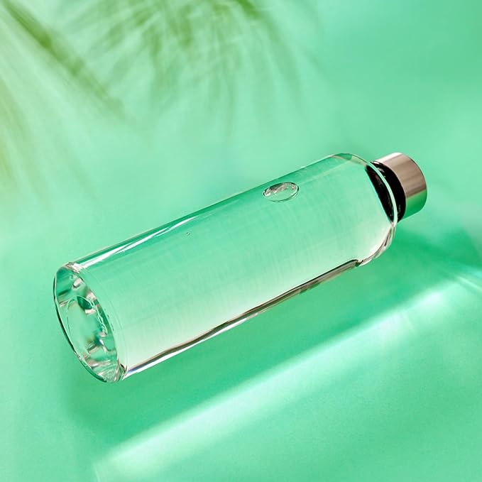 Glass Water Bottles,16 oz Clear Glass Bottles with Lids,Reusable Juice Bottles with Stainless Steel Cap,Portable Drinking Bottles for Soda Water,Kombucha