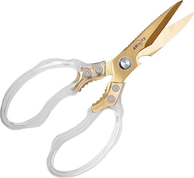 Kitchen Scissors, Heavy Duty Sharp Kitchen Shears Dishwasher Safe, Kitchen Accessories Cooking Shears for Kitchen Meat Chicken Fish Poultry Herb Bread (Blade Gold)
