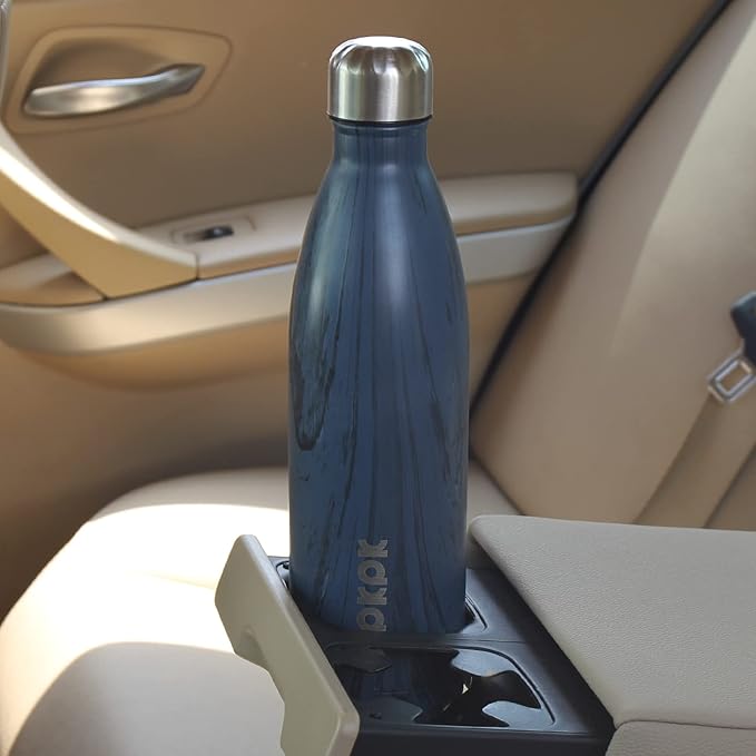 BJPKPK 25 oz Stainless Steel Insulated Water Bottle Cola Shape Water Bottles,Wood-Prussian Blue