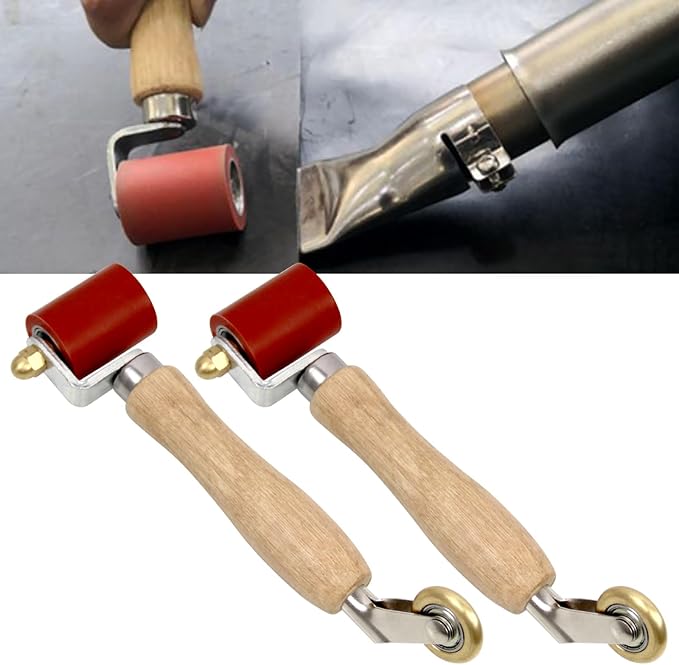 Seam Roller 40mm Silicone Seam Roller/6mm Brass Detail Penny Roller,Smoothing Combo Seam Roller Tool for PVC/TPO/EPDM Single Ply Roofing Tools and Tape Hot Air Tools(2 Pcs)