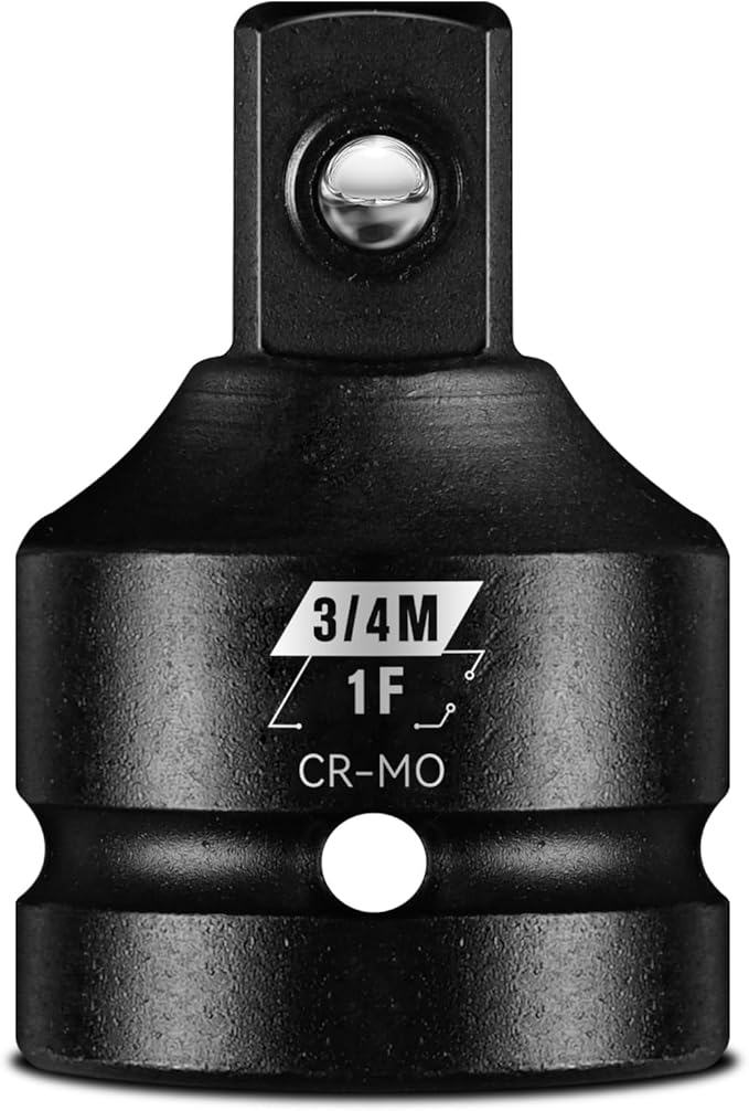 1”F To 3/4”M Impact Socket Adapter, Cr-Mo Steel Exceeds ANSI Standards, Square Drive Reducer for Impact Driver Wrench