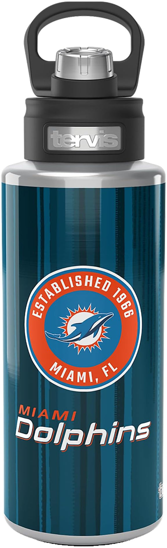 Tervis NFL Miami Dolphins-All in Water, 32oz Wide Mouth Bottle, Stainless Steel