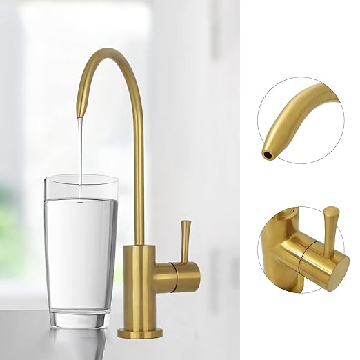 Kitchen Water Filter Faucet Fits Most Reverse Osmosis Units or Water Filtration System in Non-Air Gap, Only for Cold Water (Brass Gold)