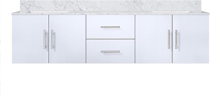 Sonoma 72 in. x 22 in. D Glossy White Double Bath Vanity and Carrara Marble Top