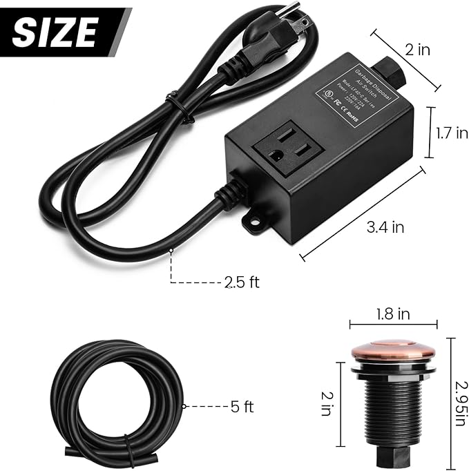 Garbage Disposal Air Switch Kit for SinkTop Waste Disposal with Stainless Steel Oil Rubbed Bronze(ORB) Short Air Button by briidea