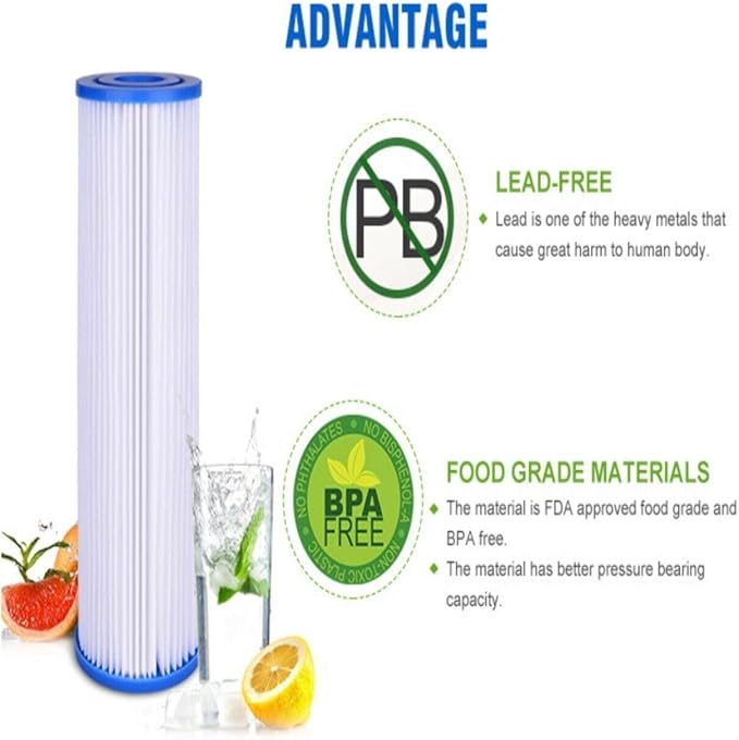 CFS – 1 Pack Water Filter Cartridge Compatible with EQ-PFC.35 Model & 4 Pack Sediment Pre-Filters compatible with EQ-304 Model – Whole House Replacement Water Filter System, White