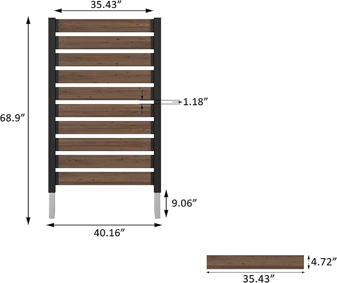 MUPATER 60" H×40" W Wooden Privacy Fence-No Digging Required,2 Installation Options,Ideal Outdoor Aluminum Post Privacy Wall for Hard Ground or Soil,Hide Trash Cans,Air Conditioners,Brown (1 Panel)
