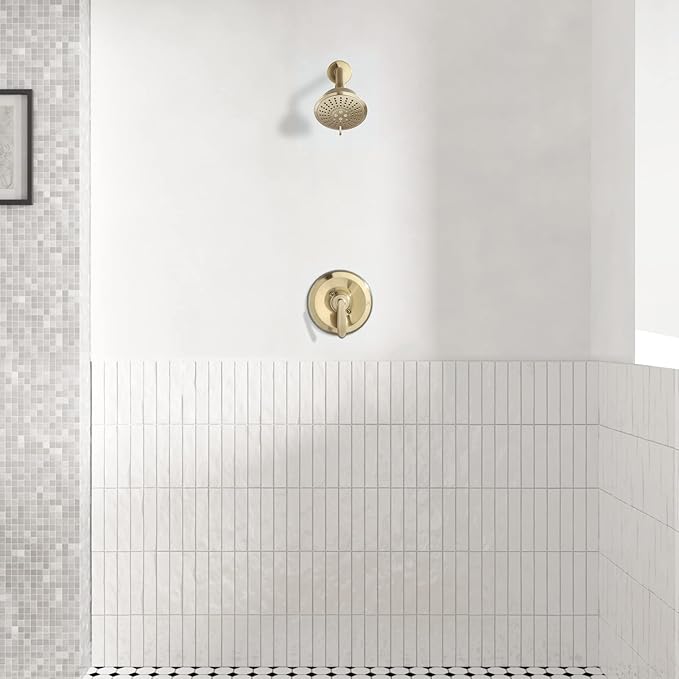 PARLOS Shower Faucet with Valve, Single-Handle Shower Trim Kit with 5-Spray Touch-Clean Shower Head, Wall Mounted Shower Faucets Sets Complete, 1436708