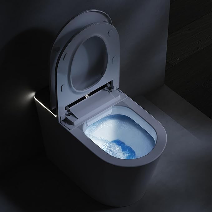 Smart Toilet with Bidet Built in, Electric Bidet Toilet with Auto Lid Opening, Bidet with Heated Seat, Warm Water & Dryer, Auto Flushing, Night Light, Elongated