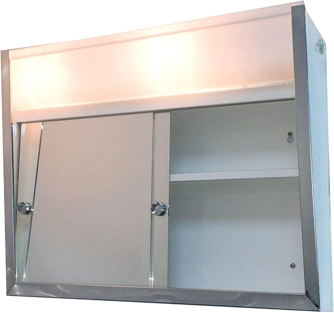 Ketcham SDL-2419-24" W x 19" H Sliding Door Series Surface Mounted Polished Edge Mirror Door Medicine Cabinet