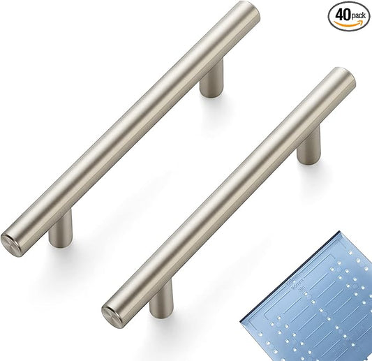 Ravinte 40 Pack | 6'' Cabinet Pulls Brushed Nickel Stainless Steel Kitchen Drawer Pulls Cabinet Handles 6”Length, 3-3/4” Hole Center with Mounting Template