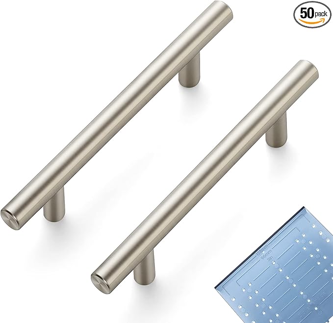 Ravinte 50 Pack | 6'' Cabinet Pulls Brushed Nickel Stainless Steel Kitchen Drawer Pulls Cabinet Handles 6”Length, 3-3/4” Hole Center with Mounting Template