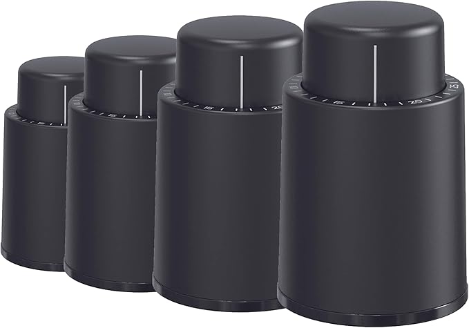 Wine Stoppers for Wine Bottles (4-Pack) - Vacuum Wine Preserver Set - Wine Saver and Sealer for Bottles - Reusable Wine Corks for Glass Bottles - Wine Accessories and Gifts to Keep Wine Fresh