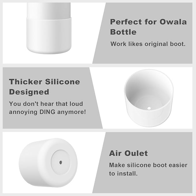 2PCS Silicone Water Bottle Boot for Owala 24oz 32oz 40oz, Protective Bottom Bumper Anti-Slip Sleeve for FreeSip, Twist, and Flip Stainless Steel Bottles, Dishwasher Safe and BPA Free