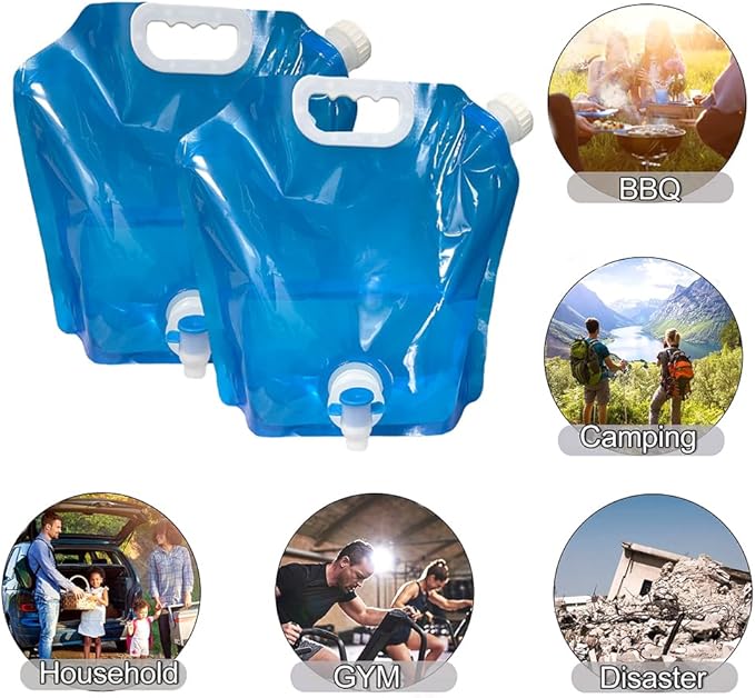 PIVHWIR 2 PCS Collapsible Water Container with Spigot, BPA Free 10L Camping Water Storage Carrier Jug, Collapsible Water Cube for Outdoors Hiking Camping Riding