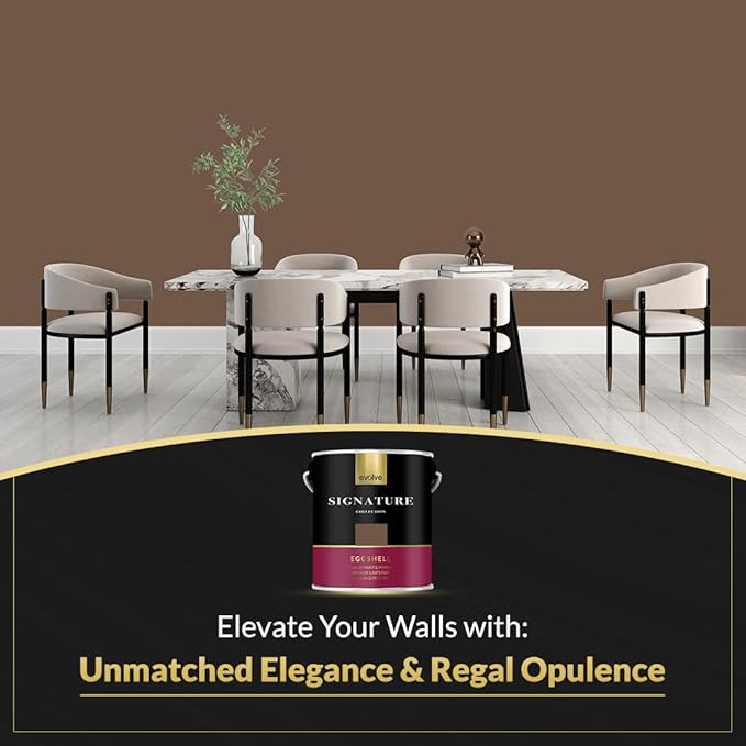 EVOLVE Signature Paint & Primer: Luxury Paint & Primer for Indoor & Outdoor Surfaces, Minimal Odor, Eggshell Sheen (Truffle Brown, 1 Gallon)