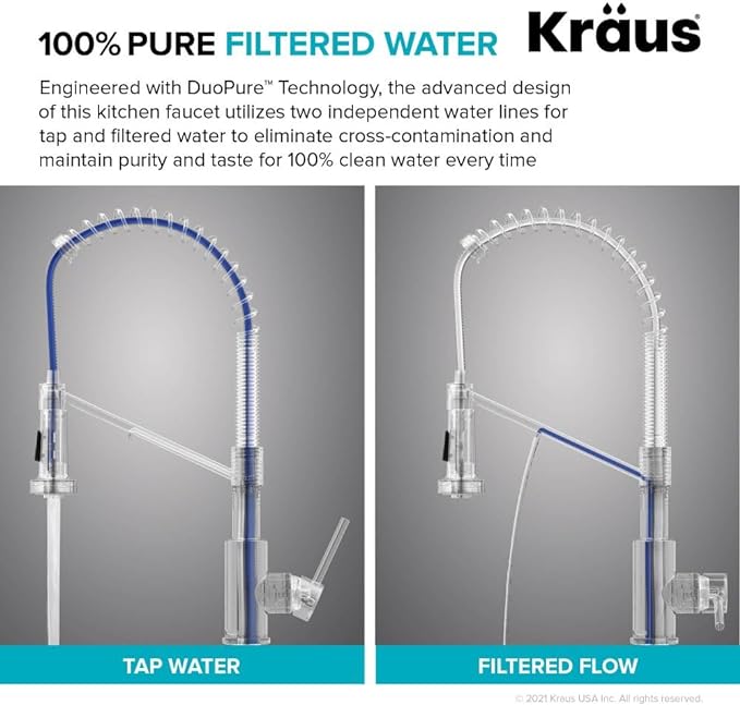 KRAUS Bolden 2-in-1 Commercial Style Pull-Down Single Handle Water Filter Kitchen Faucet for Reverse Osmosis or Water Filtration System in Spot Free Stainless Steel, KFF-1610SFS