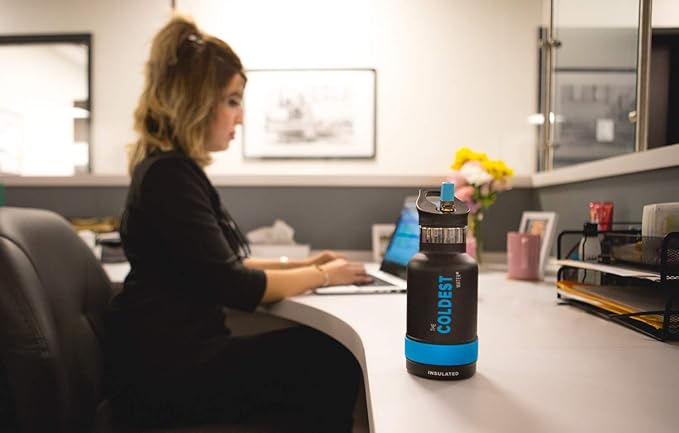 Coldest Water Bottle with Standard Mouth Straw Lid Metal Thermos Vacuum Insulated Stainless Steel l Reusable Leak Proof Cupholder Flask (12 oz, Sailor Blue)