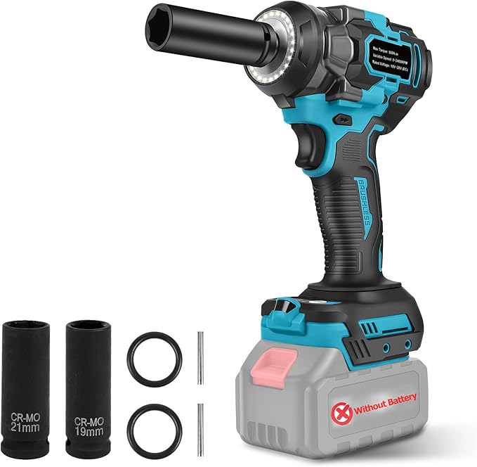 Cordless 1/2 inch Impact Wrench 406Ft-lbs (550N.m) 3600RPM Compatible with Makita 18V Battery, Brushless Electric High Torque Impact Gun with 3-Mode Speed, 2 Sockets for Car Home (No Battery)