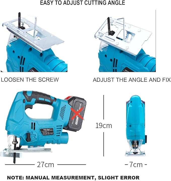 Cordless Jig Saw Compatible with Makita 18V Battery - Brushless Electric Jigsaw Tool with 0°-45° Bevel Cuts, 4 Orbital Settings for Straight, Curve, and Circle Cutting