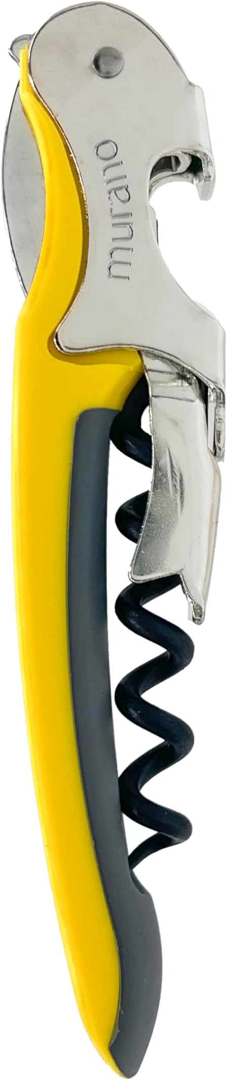 Franmara Soft-Touch Murano Two-Step Waiter Corkscrew with Nonstick Spiral (Yellow)
