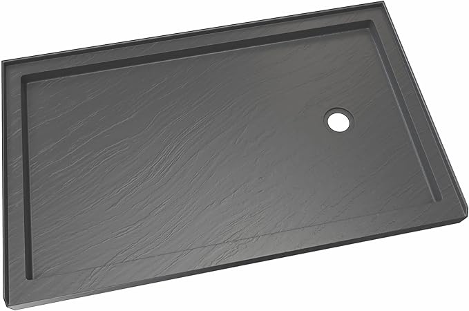 DreamLine SlimLine 30 inch D x 60 inch W x 2 3/4 inch H Right Drain Single Threshold Shower Base in Slate Gray