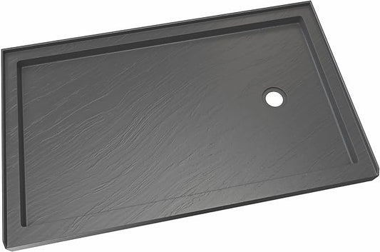 DreamLine SlimLine 30 inch D x 60 inch W x 2 3/4 inch H Right Drain Single Threshold Shower Base in Slate Gray