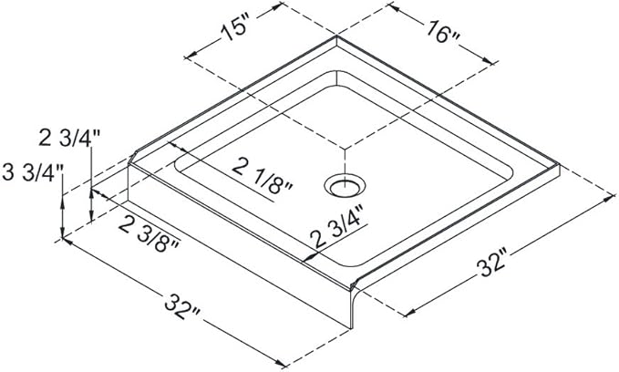 DreamLine SlimLine 32 in. D x 32 in. W x 2 3/4 in. H Center Drain Single Threshold Shower Base in Black, DLT-1132320-88