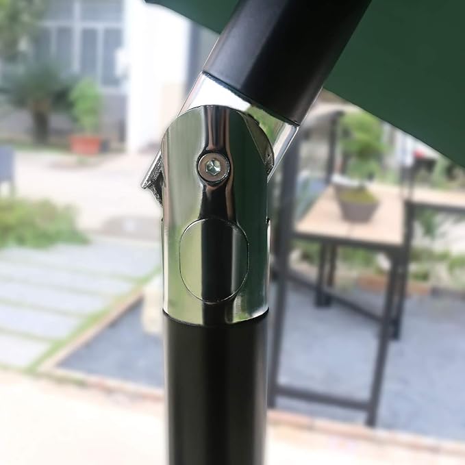 Sunnyglade 9' Solar LED Lighted Patio Umbrella with 8 Ribs/Tilt Adjustment and Crank Lift System (Dark Green)