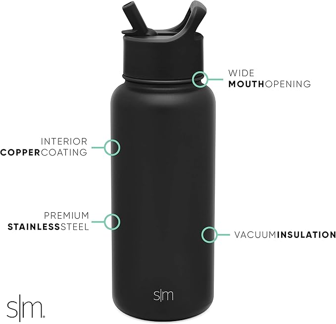 Simple Modern Officially Licensed NBA Water Bottle with Straw Lid Insulated Stainless Steel Thermos Gift | Summit Collection | 32oz