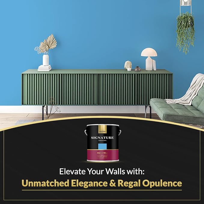 EVOLVE Signature Paint & Primer: Luxury Paint & Primer for Indoor & Outdoor Surfaces, Minimal Odor, Eggshell Sheen (Bimmer Blue, 1 Gallon)