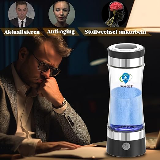 Glass Hydrogen Water Bottle Maker Machine Rechargeable and Portable Hydrogen Water Generator Ionizer with SPE and PEM Technology