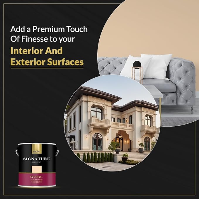 EVOLVE Signature Paint & Primer: Luxury Paint & Primer for Indoor & Outdoor Surfaces, Minimal Odor, Eggshell Sheen (Peach Cream, 1 Gallon)