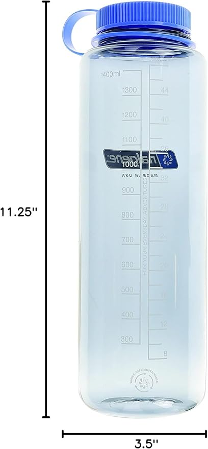 Nalgene Sustain Tritan BPA-Free Water Bottles Made with 50% Recycled Plastic Waste | 48 OZ Wide Mouth & 32 OZ Narrow Mouth, Grey