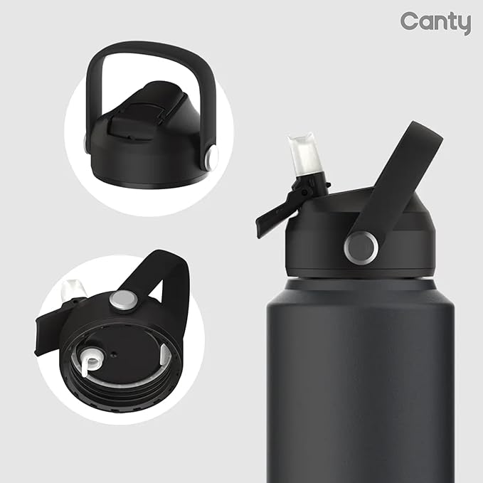 Canty Stainless Steel Water Bottle with Straw, Anti-Slip Base and Giftable Full Colored Box, Great for Travel (Coral, 32 Oz)