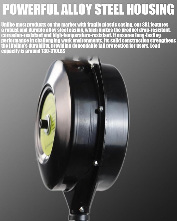 [Internal Shock Absorber] Self Retracting Lifeline Shemior 33FT SRL, No Tangle+Aviation Grade Galvanized Steel Cable, Retractable Safety Lanyard, Fall Arrest Roofing Gear, ANSI Compliant