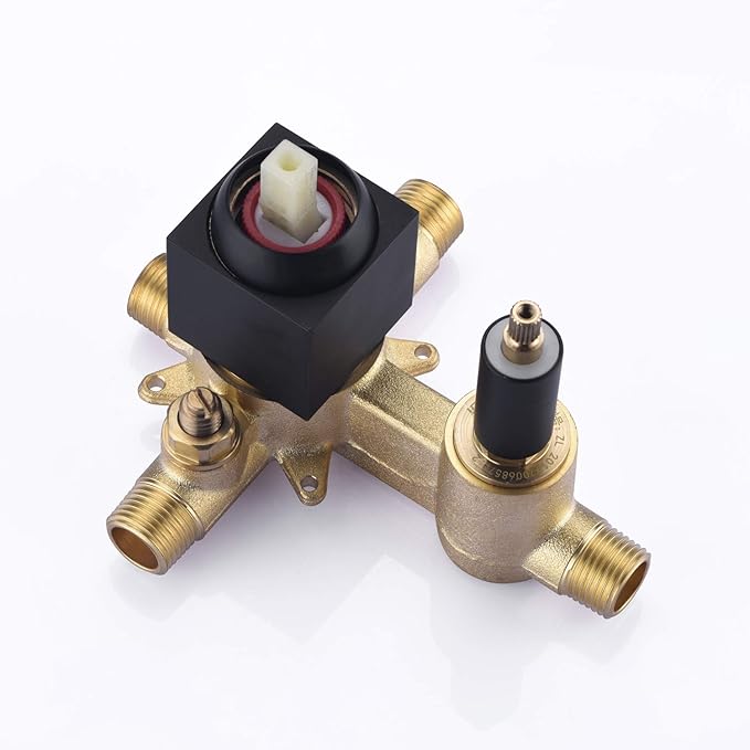 sumerain Matte Black Pressure Balance Shower Systems with 8 Inches Rain shower and Handheld, Rough-in Valve Body and Trim included