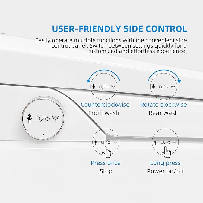 Heated Bidet Toilet Seat Elongated with LED Display & Remote Control - Smart Soft Close Toilet Seat Electric Bidet with Dryer, Warm Water, Feminine Wash, Self-Cleaning Nozzle, IPX4, White