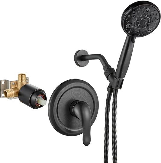 Aolemi Shower Faucet Set Rain Shower Head System Shower Trim Kit Pressure Rough-in Valve Included ABS 8 Setting Single Handheld Spray Oil Rubbed Bronze