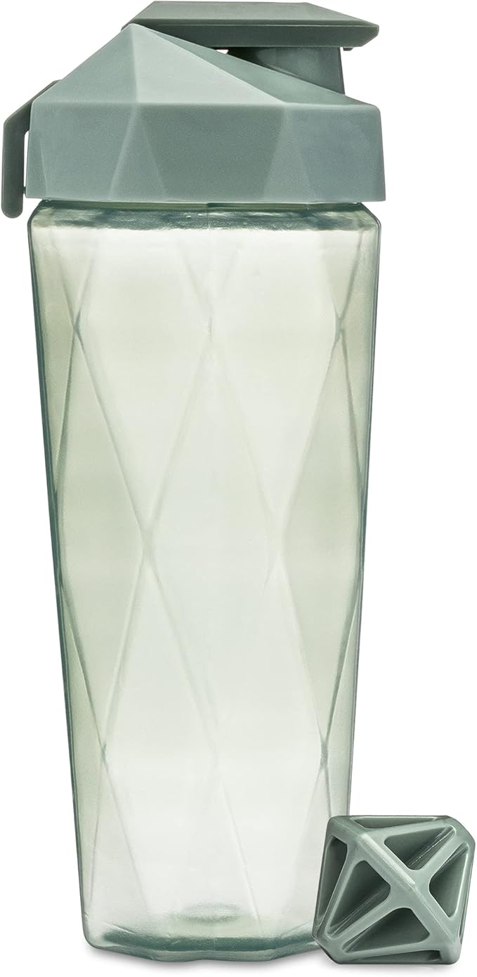 Classic 28oz Blender Shaker Bottle | Protein Shaker Bottle with Diamond Agitator | Shaker Cup with Carrying Handle and Dishwasher Safe | Sage - 28-Ounces