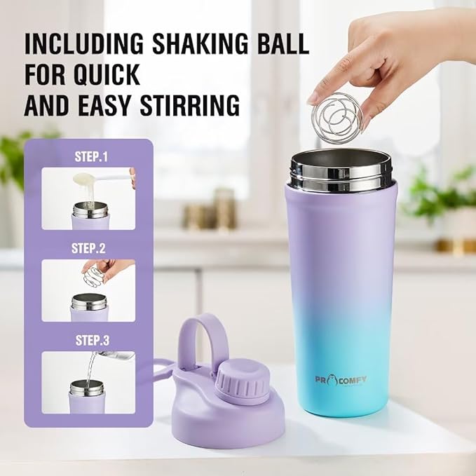 Stainless Steel Shaker Bottle for Protein Mixes,Shaker Cups for Protein Shakes,Ice Shaker Bottle with Storage 28 Ounce