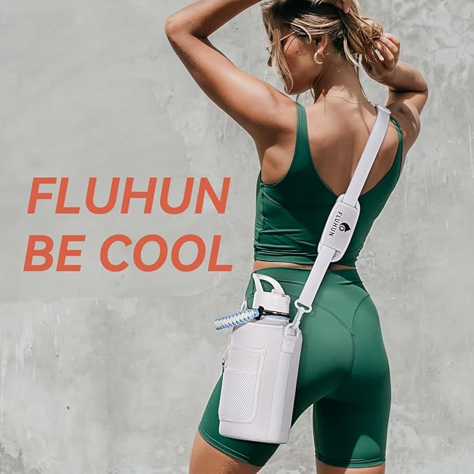 64 oz Insulated Water Bottle with Straw and Handle, Double Walled Vaccum Stainless Steel Half Gallon Water Bottle for Women, 3 Lids, Metal Canteen, Protective Sleeve, Gym & Outdoors Water Jug