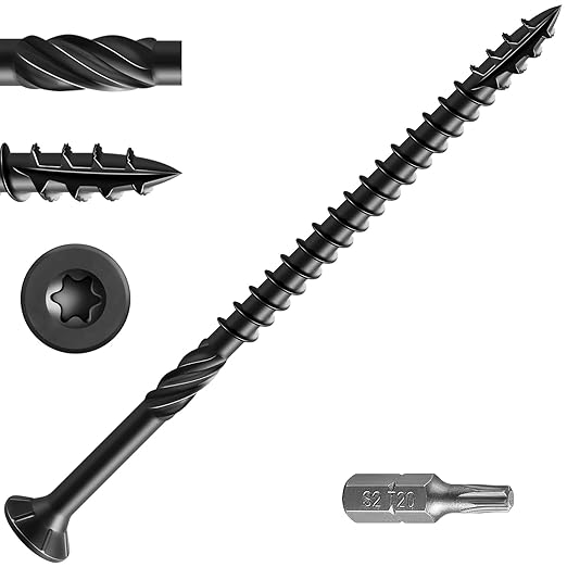 #10 * 3-1/2" Black Deck Screws, (117pcs) 2 lbs.Exterior Wood Screws, Rust Resistant epoxy Coated, Bronze, T25 Star Bit