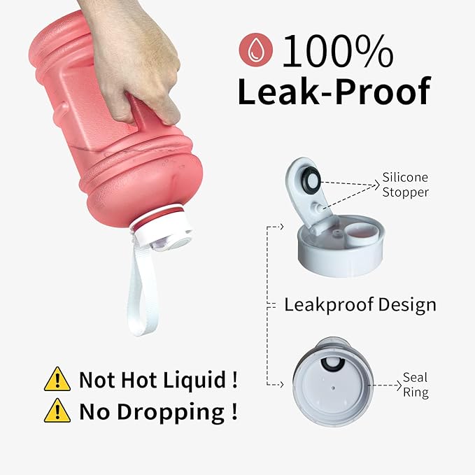 TOOFEEL 2 Liter Water Bottles - Half Gallon Water Bottle BPA Free - Ideal for Gym, Big Water Jug, Reusable Sports Bottle with Measurements Marked Drink Container - Matte Light Pink