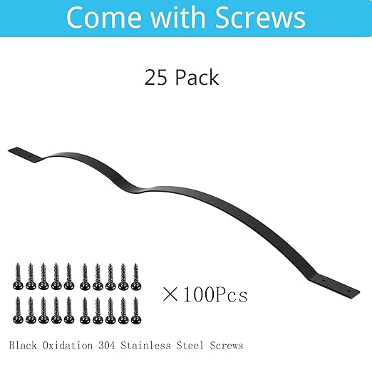 Metal Balusters - Pack of 25 Spindles for Deck Railing With Screws, 32-1/4"x1 Weather-Proof Powder Coated Railings for Wood & Composite Decks, Wavy