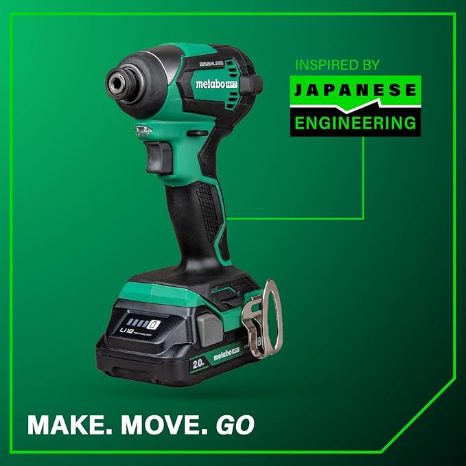 Metabo HPT 18V MultiVolt Cordless Brushless Impact Driver Kit, Compact Lightweight Impact Driver Set with 2 Lithium-Ion Metabo Batteries, Charger, 1/4-Inch Quick Change Chuck, High Torque, WH18DEX